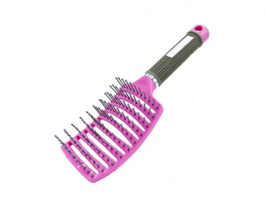 Anti Static Bending Nylon Women's Wet Curly Tangled Hair Brush Styling Tool (Option: PinkPurple)