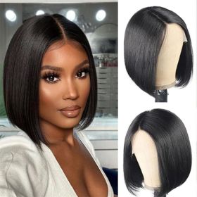 4X4 Transparent Lace Front Bob Feint No Glue Wearable Natural Human Hair Wig (Option: 16inch)