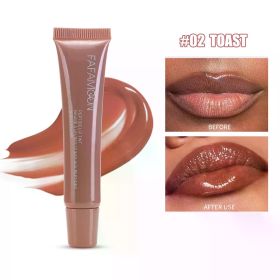 1pcs Soft Tube Mirror Lip Gloss Lip Oil Nude Brown Plumping Lip Gloss Moisturising Transparent Lipgloss Beauty Cosmetics Makeup (Color: 2)