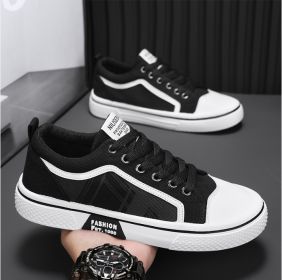 Summer fashion trend, versatile men's new breathable canvas shoes and casual sports shoes (Color: Black, size: 40)