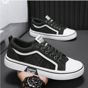 Summer fashion trend, versatile men's new breathable canvas shoes and casual sports shoes (Color: Green, size: 43)