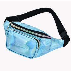 Women Holographic Waist Bag Men Shiny Fanny Pack Hologram Hip Bum Bag Travel Laser Chest Pocket with Adjustable Strap for Travel (Color: Blue)