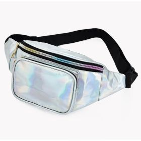 Women Holographic Waist Bag Men Shiny Fanny Pack Hologram Hip Bum Bag Travel Laser Chest Pocket with Adjustable Strap for Travel (Color: Sliver)