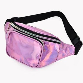 Women Holographic Waist Bag Men Shiny Fanny Pack Hologram Hip Bum Bag Travel Laser Chest Pocket with Adjustable Strap for Travel (Color: Purple)