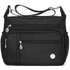 MINTEGRA Women Shoulder Handbag Roomy Multiple Pockets Bag Ladies Crossbody Purse Fashion Tote Top Handle Satchel (Color: Black-l)