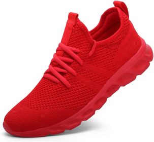 2022 Summer men's casual shoes light sneaker white large size outdoor breathable mesh fashion sports black running tennis shoes (Shoe Size: 39, Color: Red)