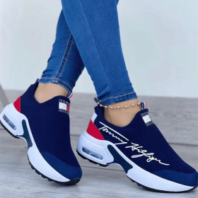Tennis Shoes for Women 2022 Gym Sports Shoes Female Wedge Platform Sneakers Lace-up Breathable Walking Shoes Tenis Feminino (Shoe Size: 38, Color: Blue)