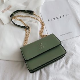 Crossbody Bags For Women Chain Flap Small Square Bag Fashion PU Leather Shoulder Messenger Bags Luxury Designer Women Handbags (Color: Verde)