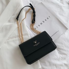Crossbody Bags For Women Chain Flap Small Square Bag Fashion PU Leather Shoulder Messenger Bags Luxury Designer Women Handbags (Color: Preto)