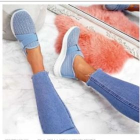 Slip-on Shoes With Orthopedic Sole Womens Fashion Sneakers Platform Sneaker For Women Walking Shoes (Color: Light Blue, size: 37)