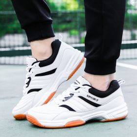 New comfortable breathable tennis shoes beef tendon sole anti-slip cushioned leisure badminton shoes comprehensive training men's shoes table ten (Color: Black white, size: 41)