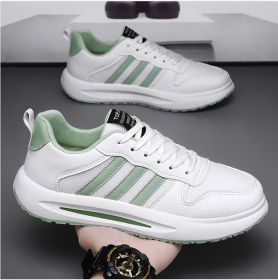 New men's trendy, fashionable and versatile mesh casual board shoes, men's casual shoes (Color: White green, size: 42)