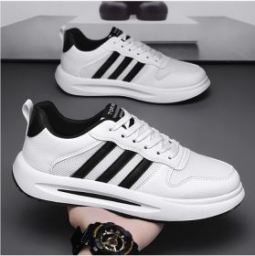 New men's trendy, fashionable and versatile mesh casual board shoes, men's casual shoes (Color: White, size: 39)