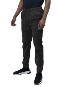 Weiv Mens Solid Stretch Cargo Jogger (Color: Black, size: XL)