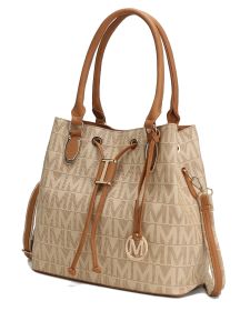 MKF Collection Jane Tote Handbag by Mia k (Color: Beige, Material: Polycarbonate)