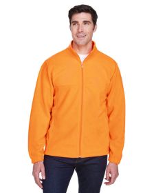 Men's 8 oz. Full-Zip Fleece - BLACK - 5XL (Color: SAFETY ORANGE, size: 3XL)
