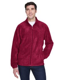 Men's 8 oz. Full-Zip Fleece - BLACK - 5XL (Color: WINE, size: 3XL)