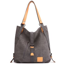Ladies Canvas Tote Bag Multifunctional Purse Handbag Adjustable Shoulder Rucksack Convertible Backpack Wear-Resistant Dirt-Proof For Women School (Color: Grey)