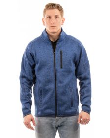 Burnside B3901 Men's Sweater Knit Jacket (Color: HEATHER NAVY, size: M)