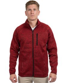 Burnside B3901 Men's Sweater Knit Jacket (Color: HEATHER RED, size: 3XL)