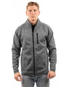 Burnside B3901 Men's Sweater Knit Jacket (Color: HEATHER CHARCOAL, size: 2XL)