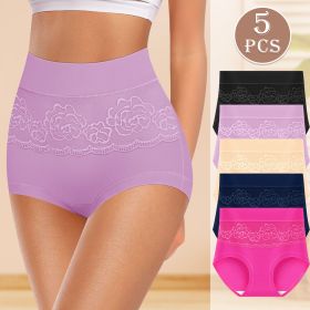 Women's Panti Knickers Full Briefs Set High Rise Slimming Tight Womens Panties Knickers for 5 Pack (Color: 5 pcs multi color, size: L)